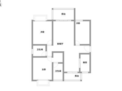 3室2厅2阳台 桃源花园户型图