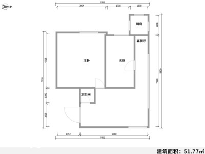 2室2廳1陽臺(tái) 電信托福園戶型圖