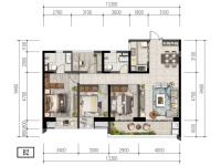 3室2廳2陽臺 潤城七區(qū)戶型圖