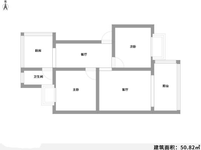 2室2厅1阳台 金昙花园户型图