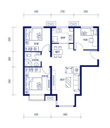 2室1厅1阳台 文化空间（中天文化空间）公寓户型图
