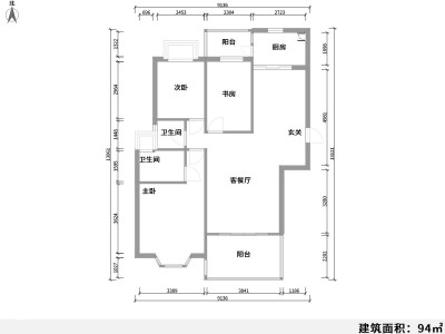 3室2厅1阳台 鸿城广场户型图