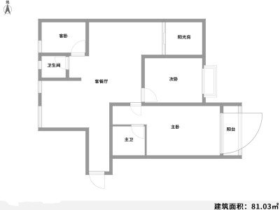 3室2廳2陽臺 春明景和戶型圖