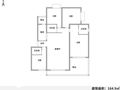 4室2廳2陽(yáng)臺(tái) 花香滿徑戶型圖