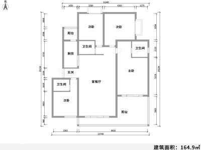 4室2廳2陽(yáng)臺(tái) 花香滿徑戶型圖
