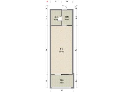 1室1廳1陽臺 香樟俊園二期戶型圖
