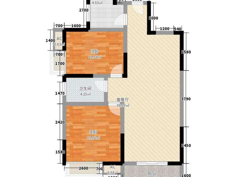 2室1厅 未来新城凤翥园户型图