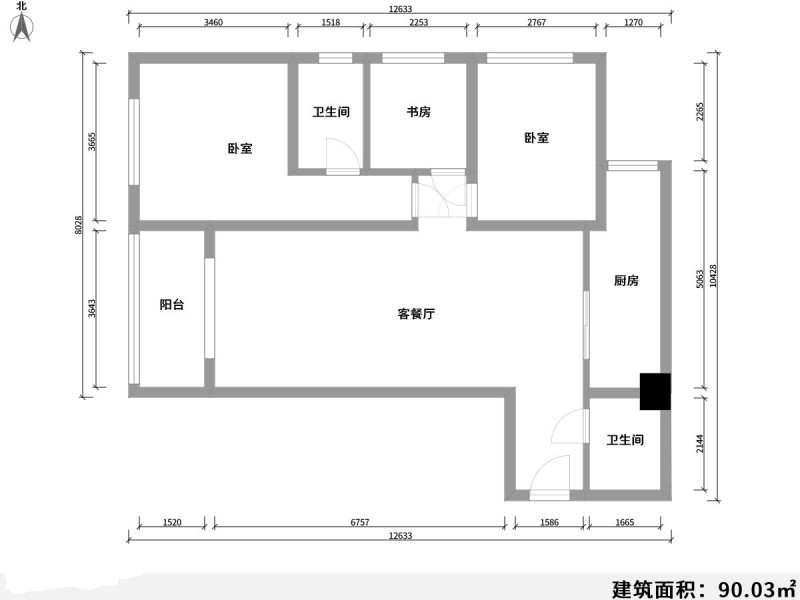 3室2厅2阳台 东福佳园户型图