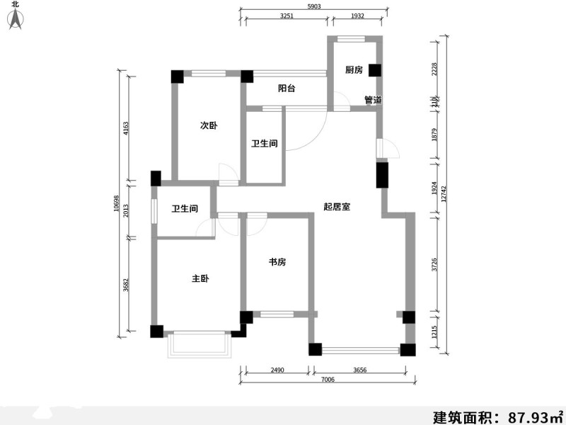 2室2厅2阳台 金色半岛户型图