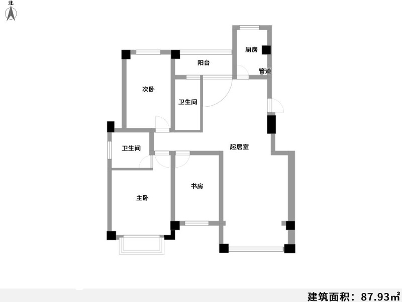 2室2厅2阳台 金色半岛户型图