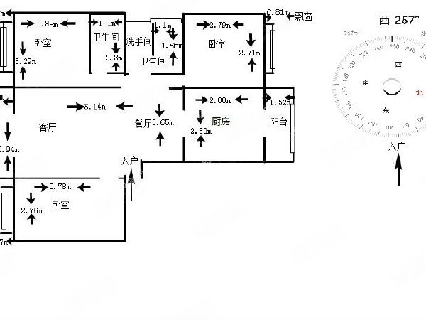 3室2厅2阳台 昙景花园户型图