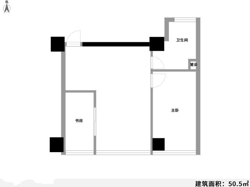 2室1厅1阳台 双龙逸品公寓户型图