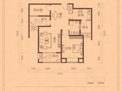 3室2厅1阳台 东湖第一城户型图
