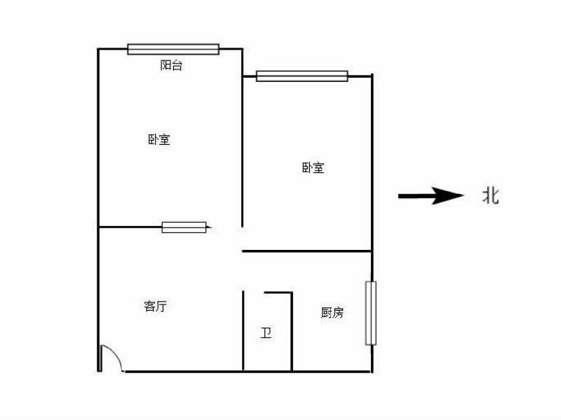 2室2厅1阳台 复兴村51号户型图