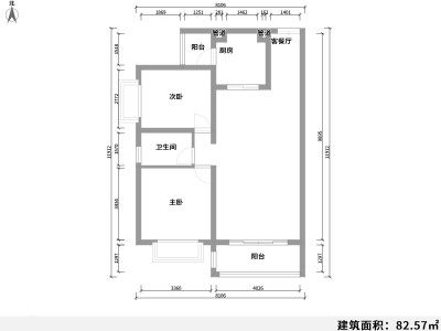 2室2厅1阳台 景秀山庄二期户型图