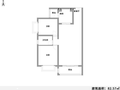 2室2厅1阳台 景秀山庄二期户型图