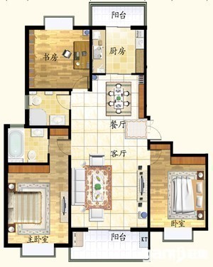 3室2廳1陽臺 文翠苑戶型圖