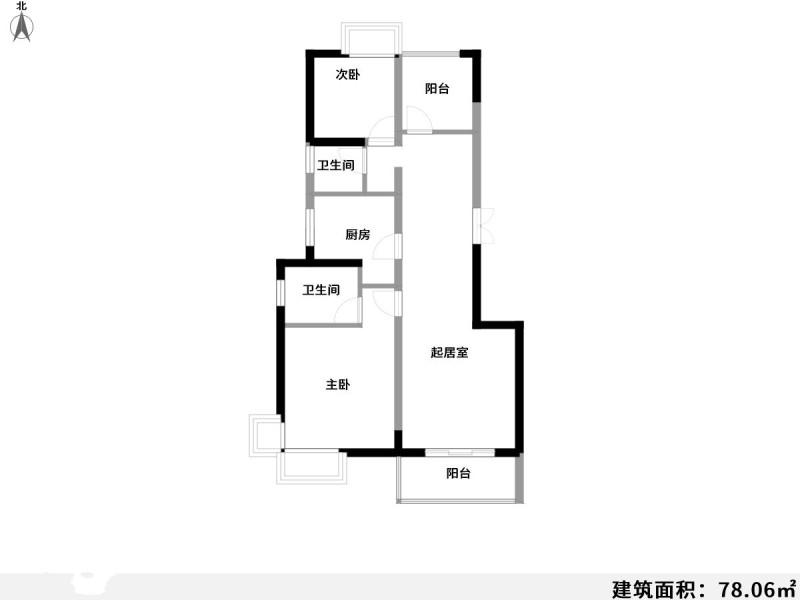 2室2廳 香樟俊園三期戶型圖