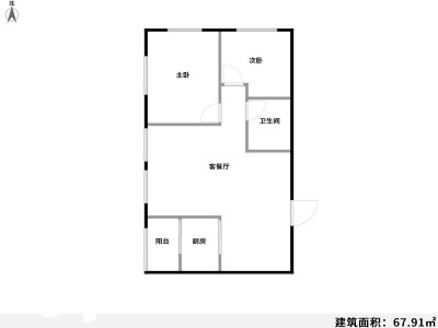 2室2厅1阳台 锦尚华庭户型图