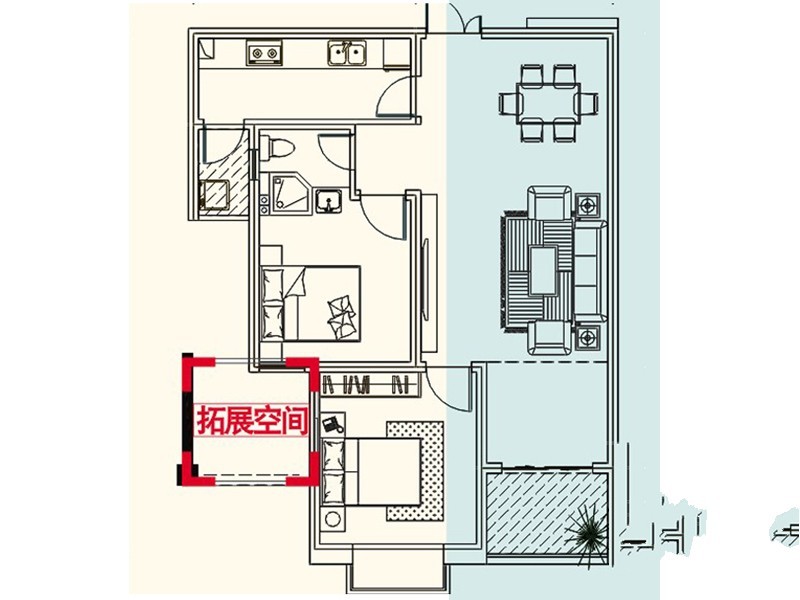1室1厅1阳台 红星国际晶品公寓户型图