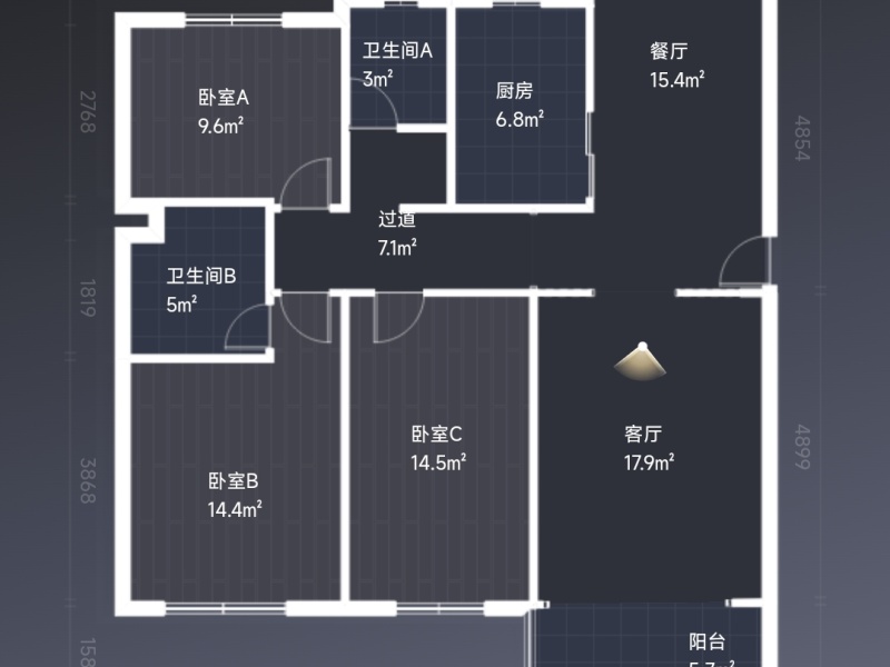 3室2厅2阳台 金实小区庄实园户型图