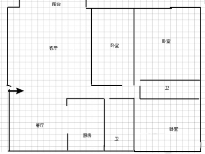 3室2廳2陽臺 金實(shí)小區(qū)求實(shí)園戶型圖