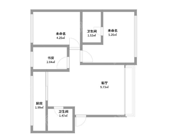 2室2厅1阳台 金沙小区户型图