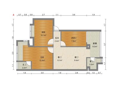 2室1廳1陽(yáng)臺(tái) 永昌小區(qū)永學(xué)巷戶型圖
