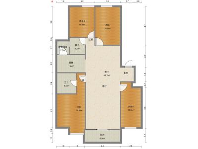 4室2廳1陽臺 俊發(fā)灣流海A3地塊(琥珀俊園)戶型圖