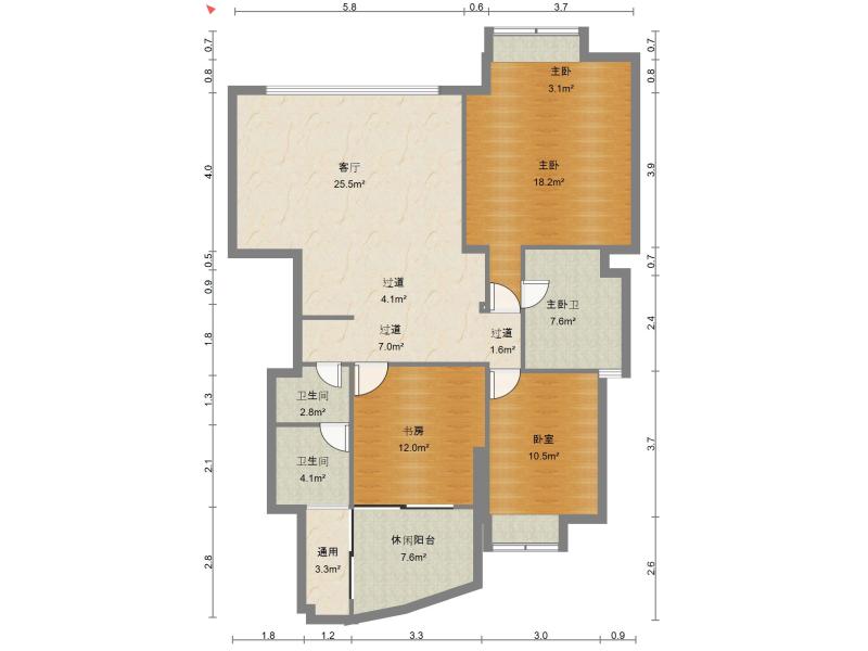 5室2廳3陽臺 湖畔之夢戶型圖