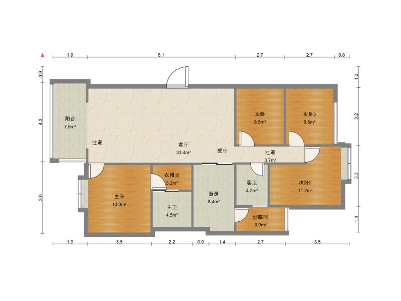 4室2廳2陽臺 香樟俊園二期戶型圖