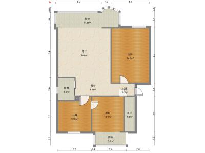 3室2廳1陽(yáng)臺(tái) 安康園