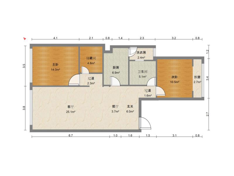 2室1廳1陽(yáng)臺(tái) 實(shí)力壹方城戶(hù)型圖