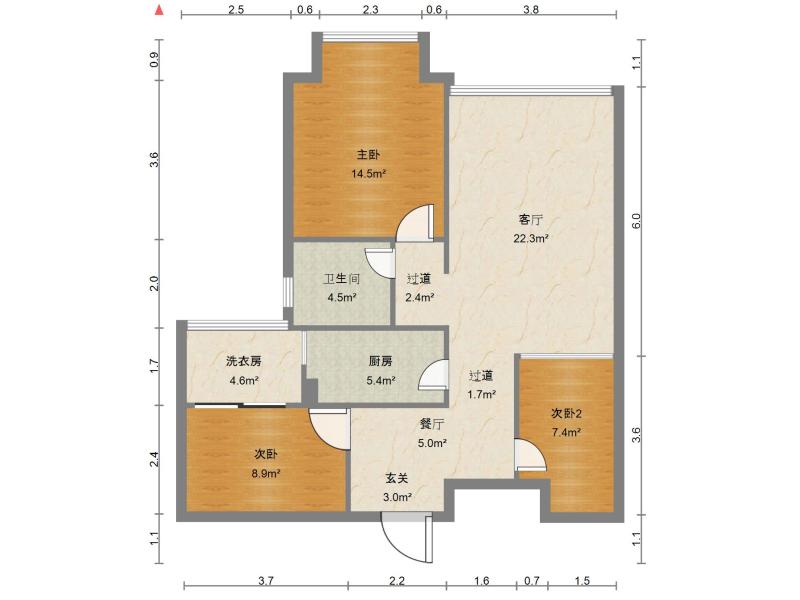 3室2廳1陽臺 實(shí)力壹方城戶型圖