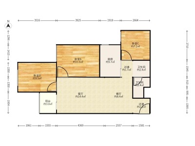 3室2廳1陽臺 俊發(fā)城金盞苑