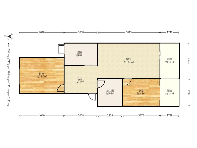 2室2廳 托福園戶型圖