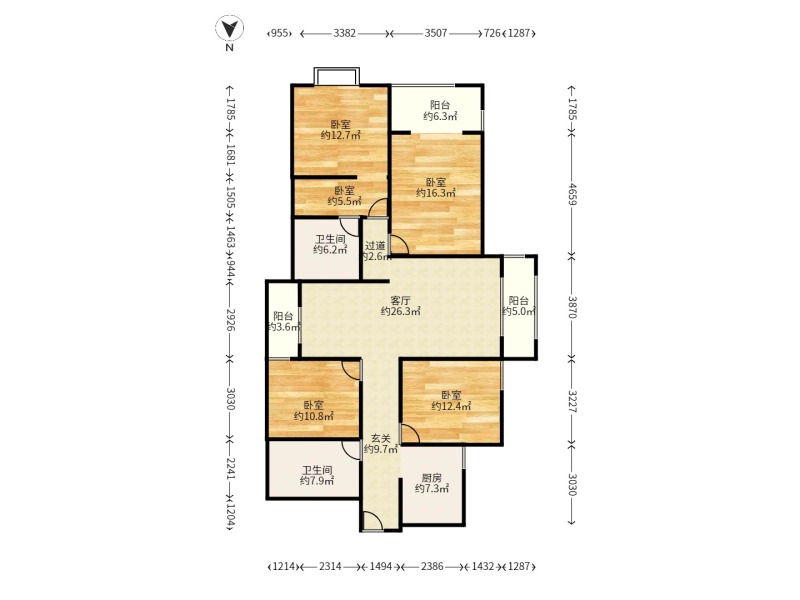 4室2廳1陽臺 金地悅天下一期戶型圖