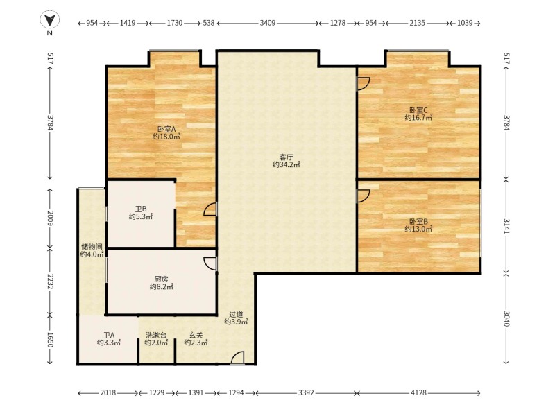 3室2廳1陽臺 春城慧谷二期戶型圖