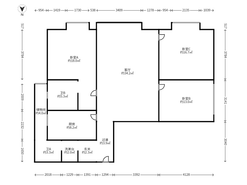 3室2廳1陽臺 春城慧谷二期戶型圖