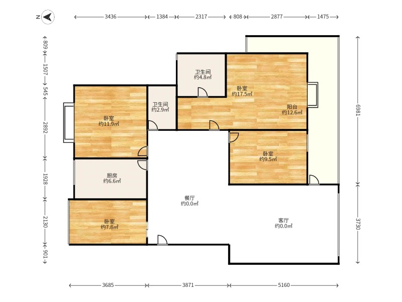 4室2廳2陽臺 滇池嶺秀二期戶型圖