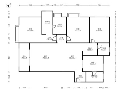 3室2廳2陽臺 萬科學(xué)府北區(qū)