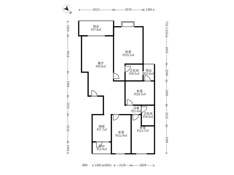 4室2廳2陽臺(tái) 萬科銀海泊岸瀾庭戶型圖