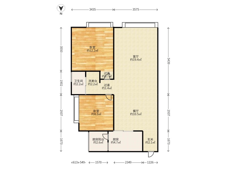 2室2廳2陽(yáng)臺(tái) 天怡峰景戶(hù)型圖