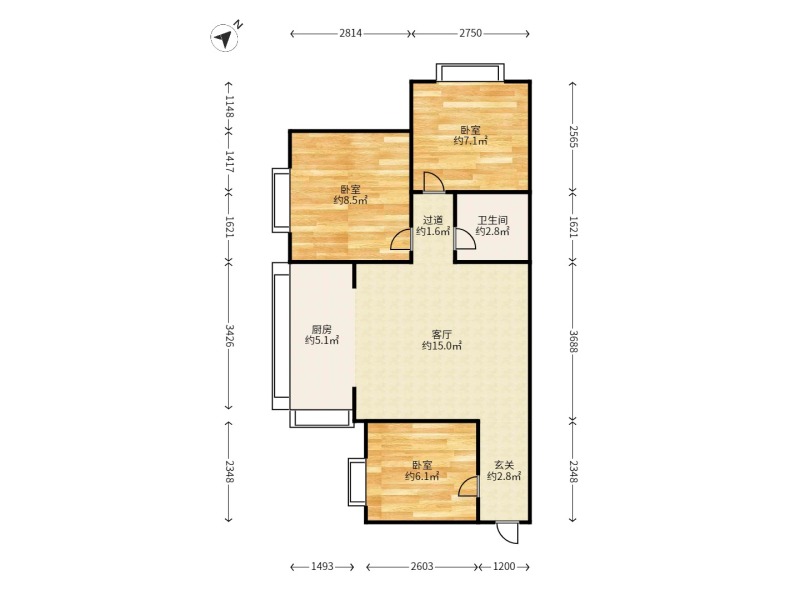3室1廳1陽臺 煤機(jī)新村戶型圖