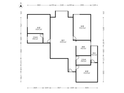 3室2廳2陽(yáng)臺(tái) 俊發(fā)盛唐城
