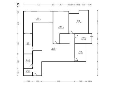 4室2廳2陽(yáng)臺(tái) 濱江俊園一期