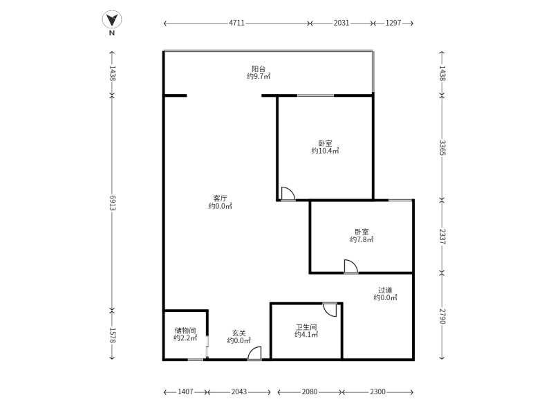 4室2廳2陽臺 滇池衛(wèi)城鉑睿戶型圖