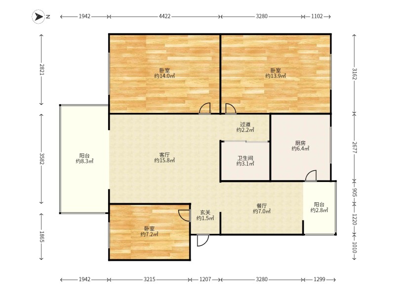 3室2廳 康宏小區(qū)戶型圖