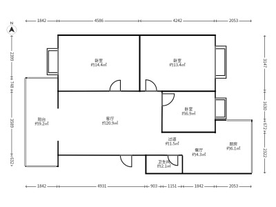 3室2廳1陽臺(tái) 棕樹營小區(qū)