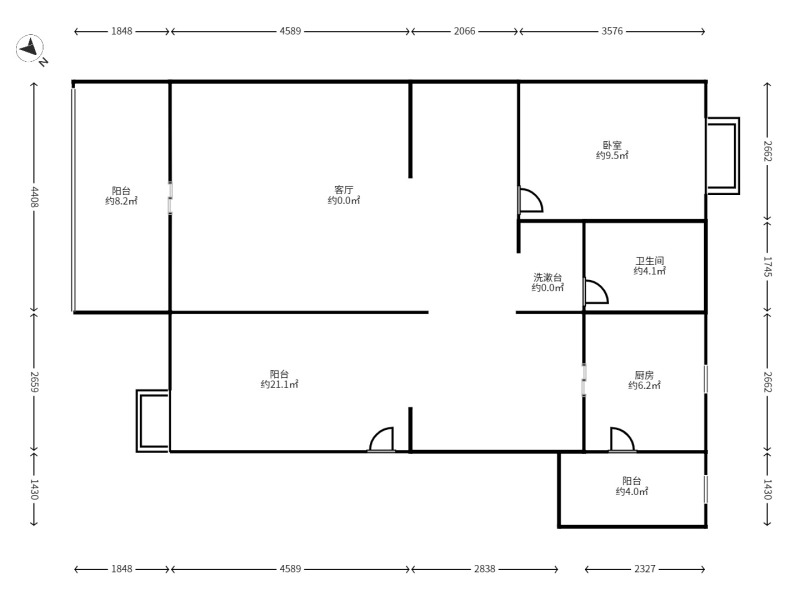 5室2廳2陽(yáng)臺(tái) 陽(yáng)光花園四期昕苑戶(hù)型圖